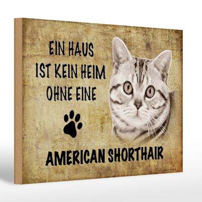 Cartello in legno con scritta 30x20 cm Gatto American Shorthair