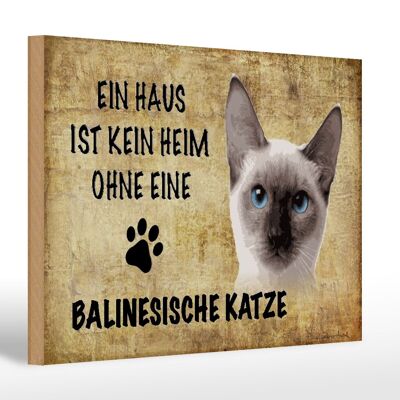 Holzschild Spruch 30x20cm Balinesische Katze