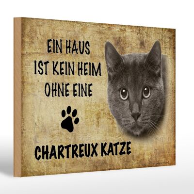 Cartel de madera que dice gato Chartreux 30x20cm