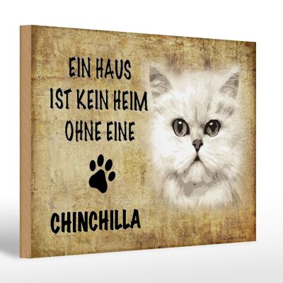 Letrero de madera que dice gato chinchilla 30x20cm sin hogar