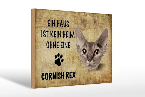 Holzschild Spruch 30x20cm Cornish Rex Katze