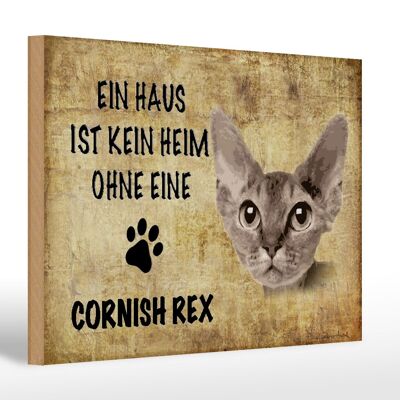 Letrero de madera que dice Gato Cornish Rex 30x20cm