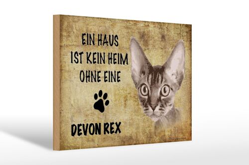 Holzschild Spruch 30x20cm Devon Rex Katze ohne kein Heim