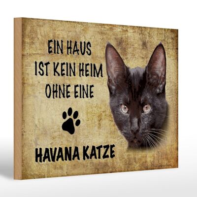 Holzschild Spruch 30x20cm Havana Katze ohne kein Heim