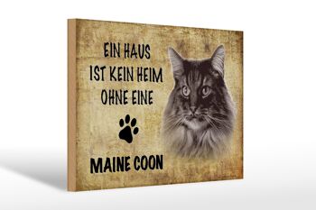 Panneau en bois disant 30x20cm Chat Maine Coon sans maison 1