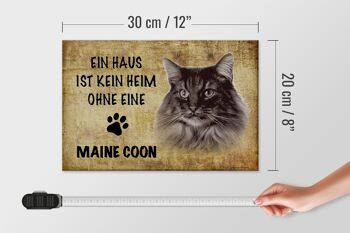 Panneau en bois disant 30x20cm Chat Maine Coon sans maison 4