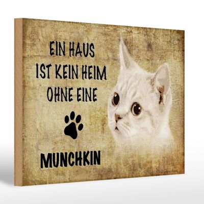 Cartello in legno con scritta "Gatto Munchkin senza casa" 30x20 cm