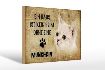 Panneau en bois indiquant Chat Munchkin sans maison 30x20cm 1