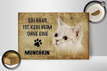 Panneau en bois indiquant Chat Munchkin sans maison 30x20cm 2