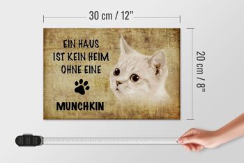 Panneau en bois indiquant Chat Munchkin sans maison 30x20cm 4