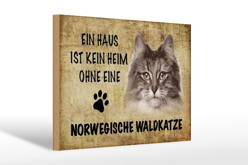 Holzschild Spruch 30x20cm Norvegische Waldkatze Katze