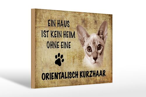 Holzschild Spruch 30x20cm orientalisch Kurzhaar Katze