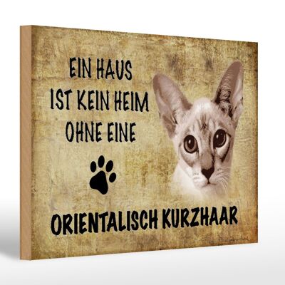 Cartello in legno con scritta "gatto orientale a pelo corto" 30x20 cm