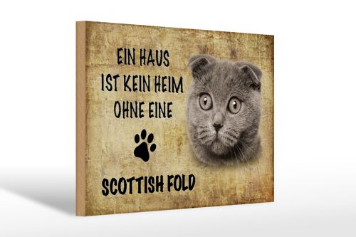 Holzschild Spruch 30x20cm Scottish Fold Katze