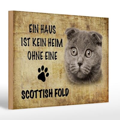 Letrero de madera que dice Gato Scottish Fold 30x20cm