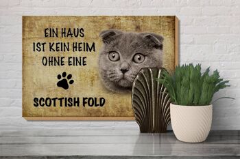 Panneau en bois indiquant Chat Scottish Fold 30x20cm 3