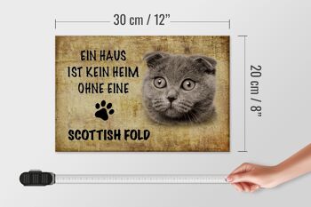 Panneau en bois indiquant Chat Scottish Fold 30x20cm 4