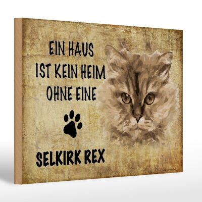 Panneau en bois indiquant 30x20cm Chat Selkirk Rex sans maison