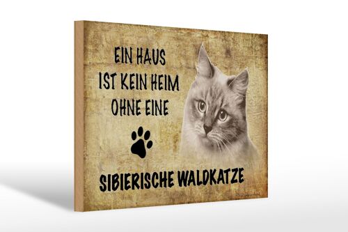 Holzschild Spruch 30x20cm sibierische Waldkatze Katze