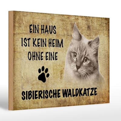 Holzschild Spruch 30x20cm sibierische Waldkatze Katze