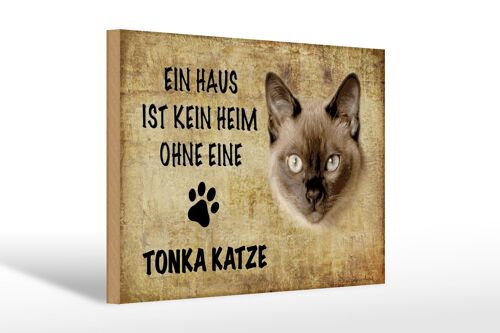 Holzschild Spruch 30x20cm Tonka Katze ohne kein Heim