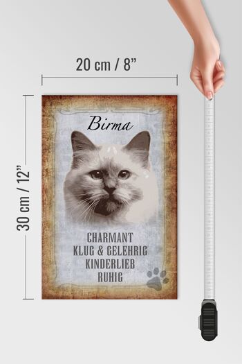 Panneau en bois disant 20x30cm Chat de Birmanie cadeau astucieux 4