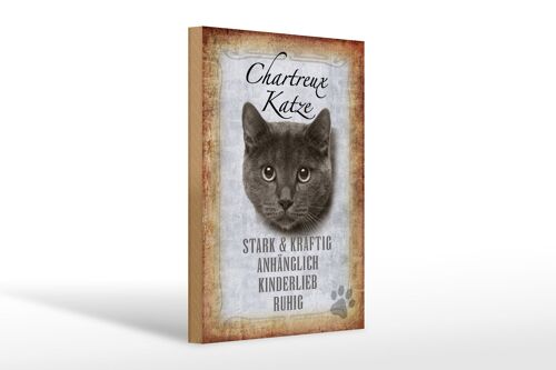 Holzschild Spruch 20x30cm Chartreux Katze stark Geschenk