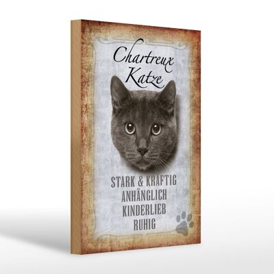 Holzschild Spruch 20x30cm Chartreux Katze stark Geschenk