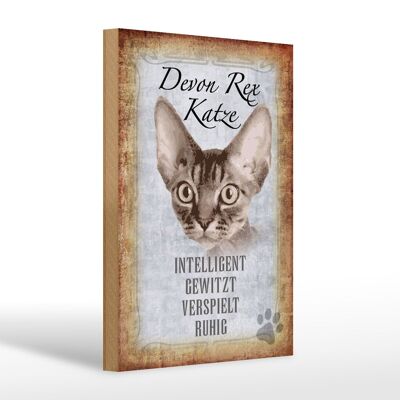 Holzschild Spruch 20x30cm Devon Rex Katze intelligent