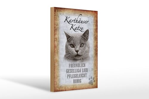 Holzschild Spruch 20x30cm Karthäuser Katze lieb Geschenk