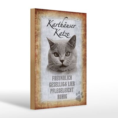 Holzschild Spruch 20x30cm Karthäuser Katze lieb Geschenk