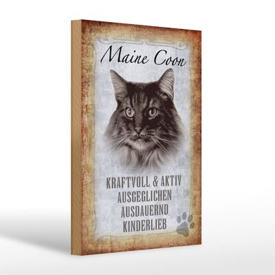 Cartello in legno con scritta "Regalo attivo gatto Maine Coon" 20x30 cm