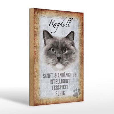 Cartello in legno con scritta "Regalo gentile gatto Ragdoll" 20x30 cm