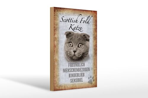 Holzschild Spruch 20x30cm Scottish Fold Katze Geschenk