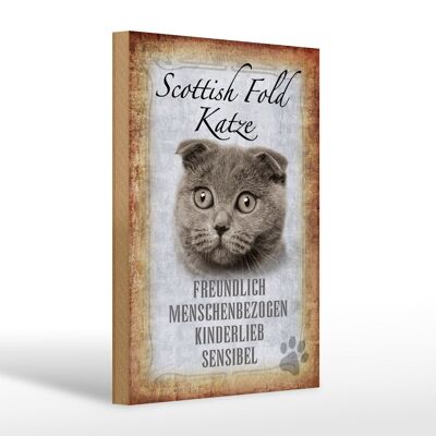 Cartello in legno con scritto regalo gatto Scottish Fold 20x30 cm