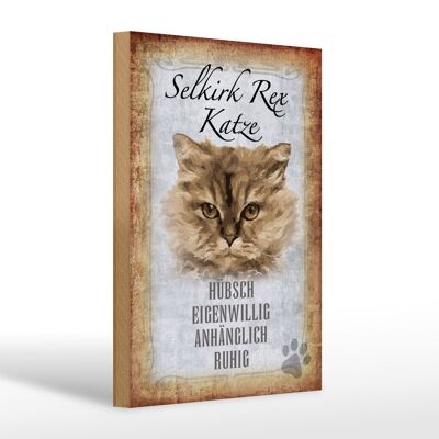 Cartello in legno con scritta "Selkirk Rex" regalo per la calma del gatto 20x30 cm