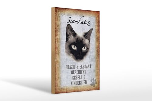 Holzschild Spruch 20x30cm Siamkatze Katze grazil Geschenk