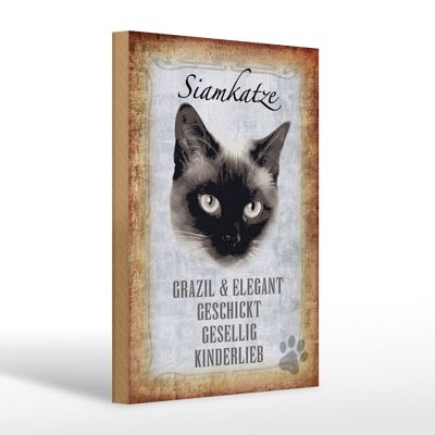 Cartello in legno con scritta 20x30 cm Grazioso regalo per gatto siamese