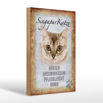 Holzschild Spruch 20x30cm Singapur Katze Geschenk