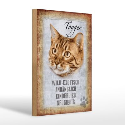 Cartello in legno con scritta murale regalo gatto Toyger 20x30 cm