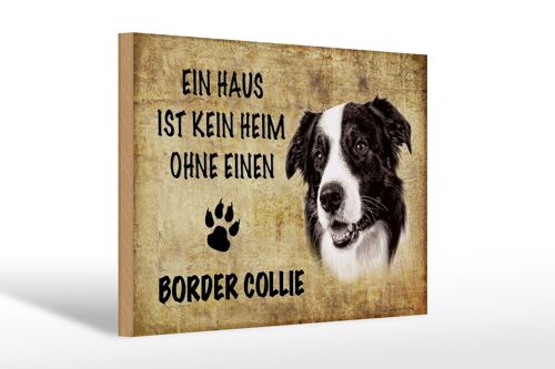 Holzschild Spruch 20x30cm Border Collie Hund beige Schild