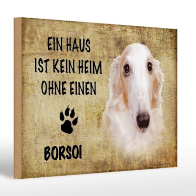 Cartello in legno con scritta 30x20 cm Borsoi cane senza casa