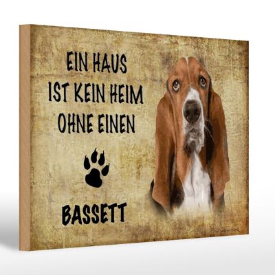 Holzschild Spruch 30x20cm Bassett Hund ohne kein Heim