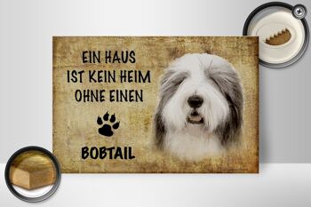 Panneau en bois disant 30x20cm Chien Bobtail sans maison 2