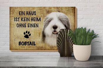 Panneau en bois disant 30x20cm Chien Bobtail sans maison 3