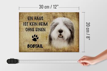 Panneau en bois disant 30x20cm Chien Bobtail sans maison 4