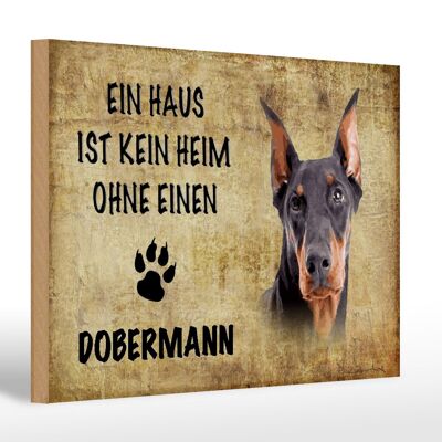 Cartel de madera que dice perro Doberman 30x20cm sin hogar