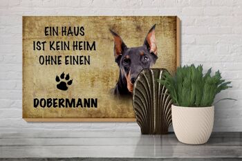 Panneau en bois disant 30x20cm Chien Doberman sans maison 3