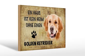 Panneau en bois disant cadeau pour chien Golden Retriever 30x20cm 1