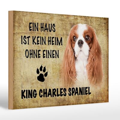 Cartello in legno con scritta "Cane King Charles Spaniel" 30x20 cm